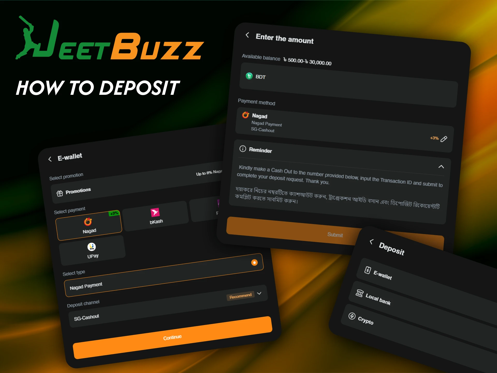 Check out the simple guide on how to quickly make a deposit to play on JeetBuzz.